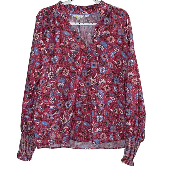 Boden Tops - BODEN SMOCKED CUFF PRINTED TOP SIZE 16